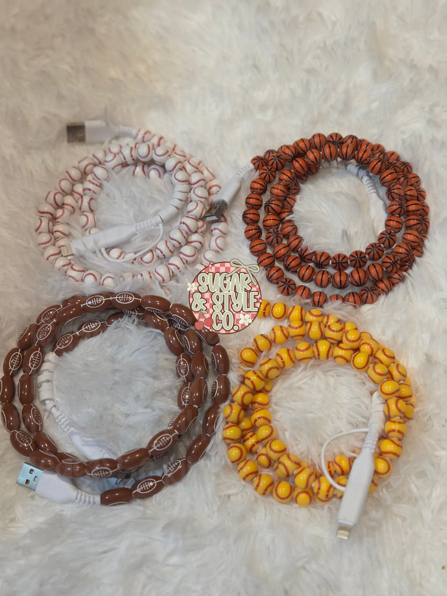 Sports Beaded Fast Charging Cord I Dual iPhone and Samsung Charger Collection