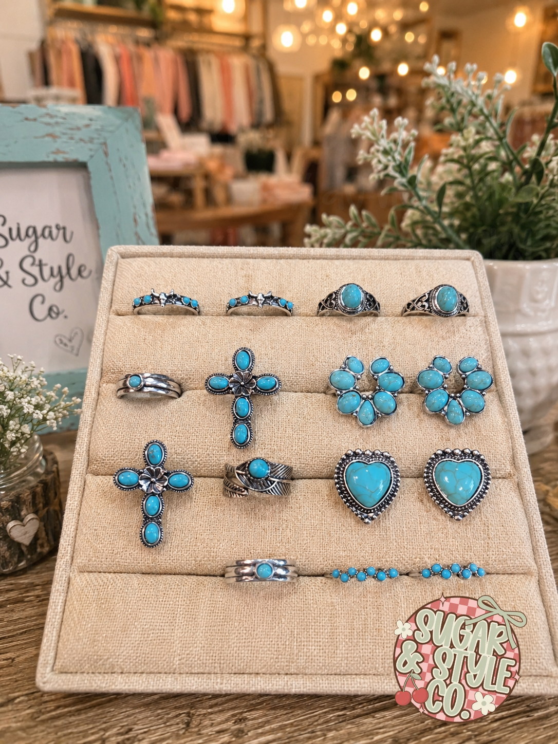 Turquoise Desert Bloom Ring Collection | Western Boho Statement Rings