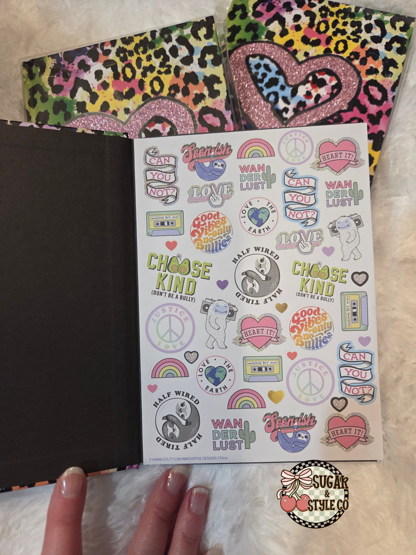 Rainbow Cheetah Dreams Journal & Sticker Notebook-Hardcover, 100 Lined Pages