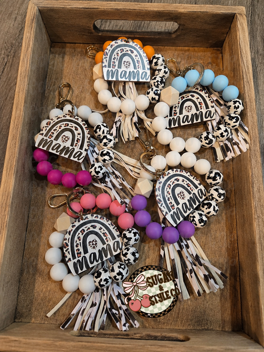 Beaded Mama Keychain Wristlet Bracelet