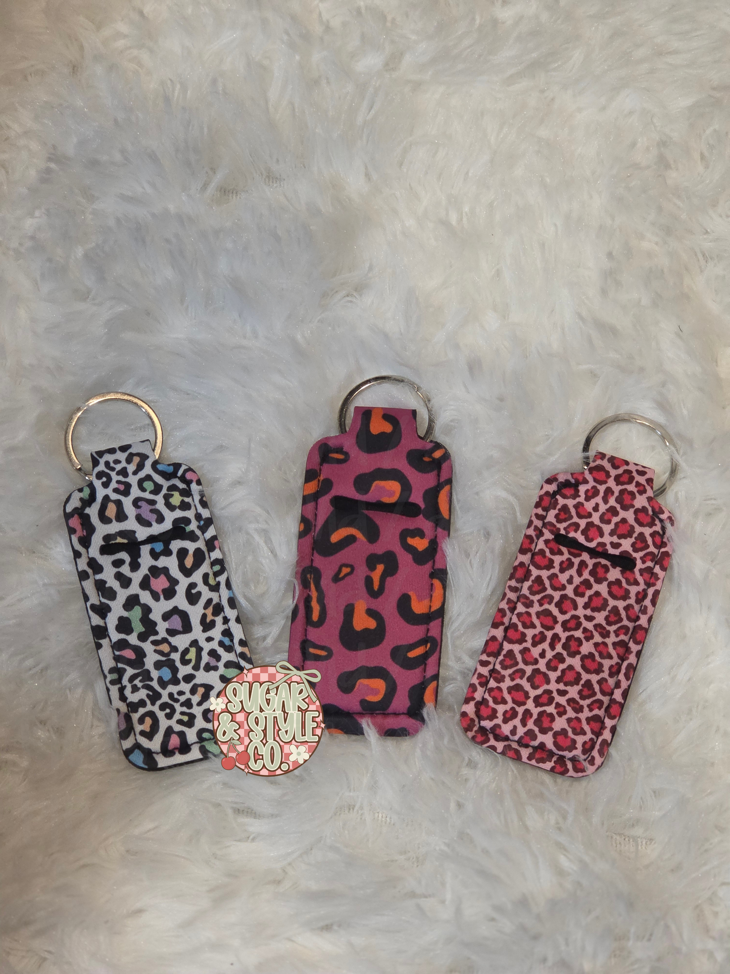 Cheetah Print Lip Balm Keychain Holder | Vibrant Lip Balm Holder